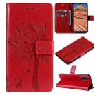 For vivo Y11s/Y12A/Y12s/Y20/Y20A/Y20s/Y20G/Y20SG Tree & Cat Embossing Pattern Horizontal Flip PU Leather Case with Holder & Card Slots & Wallet & Lanyard(Red) - 1