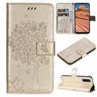 For vivo Y11s/Y12A/Y12s/Y20/Y20A/Y20s/Y20G/Y20SG Tree & Cat Embossing Pattern Horizontal Flip PU Leather Case with Holder & Card Slots & Wallet & Lanyard(Gold) - 1