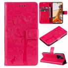 For Xiaomi 11T / 11T Pro Tree & Cat Embossing Pattern Horizontal Flip PU Leather Case with Holder & Card Slots & Wallet & Lanyard(Rose Red) - 1