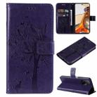 For Xiaomi 11T / 11T Pro Tree & Cat Embossing Pattern Horizontal Flip PU Leather Case with Holder & Card Slots & Wallet & Lanyard(Purple) - 1