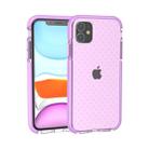 For iPhone 11 Grid Pattern Shockproof Transparent TPU Protective Case(Purple) - 1
