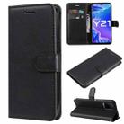 For vivo Y21 2021 / Y21s / Y33s Pure Color Horizontal Flip Leather Case with Holder & Card Slots & Wallet & Lanyard(Black) - 1