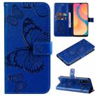 For vivo Y20 / Y20a / Y20s Pressed Printing Butterfly Pattern Horizontal Flip PU Leather Case with Holder & Card Slots & Wallet & Lanyard(Blue) - 1