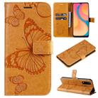 For vivo Y20 / Y20a / Y20s Pressed Printing Butterfly Pattern Horizontal Flip PU Leather Case with Holder & Card Slots & Wallet & Lanyard(Yellow) - 1