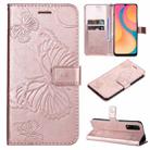 For vivo Y20 / Y20a / Y20s Pressed Printing Butterfly Pattern Horizontal Flip PU Leather Case with Holder & Card Slots & Wallet & Lanyard(Rose Gold) - 1