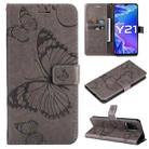 For vivo Y21 2021 / Y21s / Y33s Pressed Printing Butterfly Pattern Horizontal Flip PU Leather Case with Holder & Card Slots & Wallet & Lanyard(Grey) - 1
