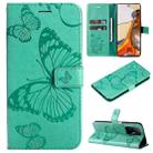For Xiaomi Mi 11T / 11T Pro Pressed Printing Butterfly Pattern Horizontal Flip PU Leather Case with Holder & Card Slots & Wallet & Lanyard(Green) - 1