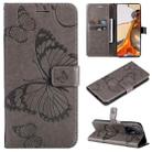 For Xiaomi Mi 11T / 11T Pro Pressed Printing Butterfly Pattern Horizontal Flip PU Leather Case with Holder & Card Slots & Wallet & Lanyard(Grey) - 1