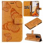 For Xiaomi Mi 11T / 11T Pro Pressed Printing Butterfly Pattern Horizontal Flip PU Leather Case with Holder & Card Slots & Wallet & Lanyard(Yellow) - 1