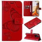 For Xiaomi Mi 11T / 11T Pro Pressed Printing Butterfly Pattern Horizontal Flip PU Leather Case with Holder & Card Slots & Wallet & Lanyard(Red) - 1