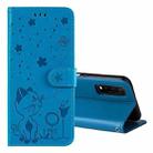 For vivo Y20 / Y20a / Y20s Cat Bee Embossing Pattern Shockproof Horizontal Flip Leather Case with Holder & Card Slots & Wallet(Blue) - 1