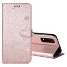 For vivo Y20 / Y20a / Y20s Cat Bee Embossing Pattern Shockproof Horizontal Flip Leather Case with Holder & Card Slots & Wallet(Rose Gold) - 1