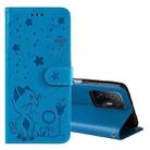 For Xiaomi Mi 11T / 11T Pro Cat Bee Embossing Pattern Shockproof Horizontal Flip Leather Case with Holder & Card Slots & Wallet(Blue) - 1