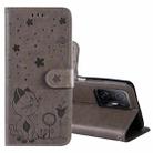 For Xiaomi Mi 11T / 11T Pro Cat Bee Embossing Pattern Shockproof Horizontal Flip Leather Case with Holder & Card Slots & Wallet(Grey) - 1