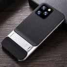 For iPhone 11 Pro Max Plaid Texture Non-slip TPU + PC Case with Holder(Space Silver) - 1