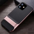 For iPhone 11 Plaid Texture Non-slip TPU + PC Case with Holder(Rose Gold) - 1