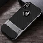 For iPhone XS Max Plaid Texture Non-slip TPU + PC Case with Holder(Space Gray) - 1