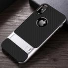 For iPhone XS / X Plaid Texture Non-slip TPU + PC Case with Holder(Space Silver) - 1