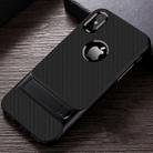 For iPhone XS / X Plaid Texture Non-slip TPU + PC Case with Holder(Black) - 1