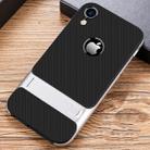 For iPhone XR Plaid Texture Non-slip TPU + PC Case with Holder(Space Silver) - 1