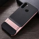 For Xiaomi Redmi Note 8 Plaid Texture Non-slip TPU + PC Case with Holder(Rose Gold) - 1