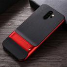 For Xiaomi Redmi Note 8 Pro Plaid Texture Non-slip TPU + PC Case with Holder(Red) - 1