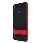 For Xiaomi Redmi Note 6 Pro Plaid Texture Non-slip TPU + PC Case with Holder(Red) - 1