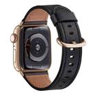 Classic Buckle Leather Watch Band For Apple Watch Series 8&7 41mm / SE 2&6&SE&5&4 40mm / 3&2&1 38mm(Black) - 1