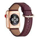 Classic Buckle Leather Watch Band For Apple Watch Series 8&7 41mm / SE 2&6&SE&5&4 40mm / 3&2&1 38mm(Wine Red) - 1