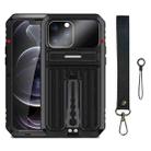 For iPhone 13 Pro Max Armor Shockproof Splash-proof Dust-proof Phone Case with Holder (Black) - 1
