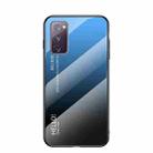 For Samsung Galaxy S20 FE Gradient Color Painted TPU Edge Glass Case(Gradient Blue Black) - 1