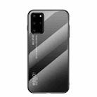 For Samsung Galaxy S20+ Gradient Color Painted TPU Edge Glass Case(Gradient Black Grey) - 1