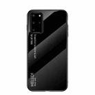 For Samsung Galaxy S20+ Gradient Color Painted TPU Edge Glass Case(Elegant Black) - 1