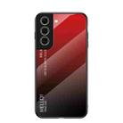 For Samsung Galaxy S21 FE 5G Gradient Color Painted TPU Edge Glass Case(Gradient Red) - 1