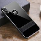 For iPhone XS / X Crystal Shockproof TPU + PC Case with Holder(Dark Black) - 1