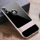 For iPhone XS / X Crystal Shockproof TPU + PC Case with Holder(Rose Gold) - 1