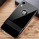 For iPhone XR Crystal Shockproof TPU + PC Case with Holder(Dark Black) - 1
