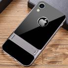 For iPhone XR Crystal Shockproof TPU + PC Case with Holder(Space Gray) - 1