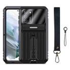 For Samsung Galaxy S21+ 5G Armor Shockproof Splash-proof Dust-proof Phone Case with Holder(Black) - 1
