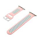 Silicone Strap Watch Band For Apple Watch Series 8&7 41mm / SE 2&6&SE&5&4 40mm / 3&2&1 38mm(Pink Green) - 1