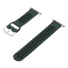Silicone Strap Watch Band For Apple Watch Series 9&8&7 41mm / SE 3&SE 2&6&SE&5&4 40mm / 3&2&1 38mm(Dark Green + Black) - 1