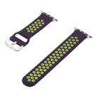 Silicone Strap Watch Band For Apple Watch Series 8&7 41mm / SE 2&6&SE&5&4 40mm / 3&2&1 38mm(Purple Green) - 1