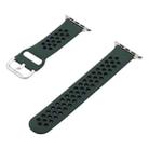 Silicone Strap Watch Band For Apple Watch Ultra 49mm / Series 8&7 45mm / SE 2&6&SE&5&4 44mm / 3&2&1 42mm(Dark Green + Black) - 1