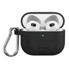 USAMS US-BH741 Solid Color Silicone Earphone Protective Case with Carabiner For AirPods 3(Black) - 1