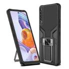 For LG Stylo 7 Armor 2 in 1 PC + TPU Magnetic Shockproof Case with Foldable Holder(Black) - 1