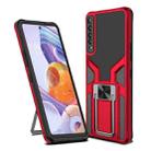 For LG Stylo 7 Armor 2 in 1 PC + TPU Magnetic Shockproof Case with Foldable Holder(Red) - 1