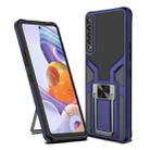 For LG Stylo 7 Armor 2 in 1 PC + TPU Magnetic Shockproof Case with Foldable Holder(Blue) - 1