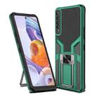 For LG Stylo 7 Armor 2 in 1 PC + TPU Magnetic Shockproof Case with Foldable Holder(Green) - 1