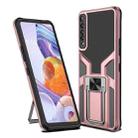 For LG Stylo 7 Armor 2 in 1 PC + TPU Magnetic Shockproof Case with Foldable Holder(Rose Gold) - 1