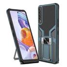 For LG Stylo 7 Armor 2 in 1 PC + TPU Magnetic Shockproof Case with Foldable Holder(Cyan) - 1